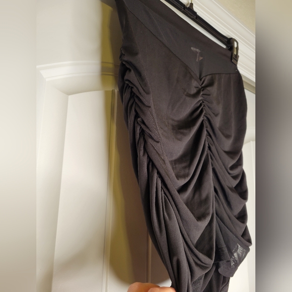 Black Asymmetrical Skirt for Night Out with Ruching - Picture 2 of 4